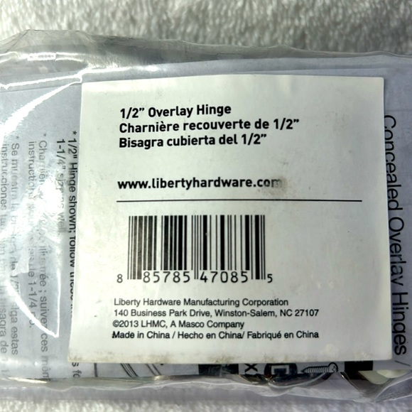 LIBERTY:  Nickel 1/2 inch Overlay Hinge 10 pack box - Picture 3 of 5